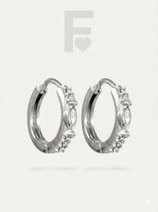 Pendientes de aro Boato, circonitas AAA, acero quirúrgico, lujo, elegancia. plateado.