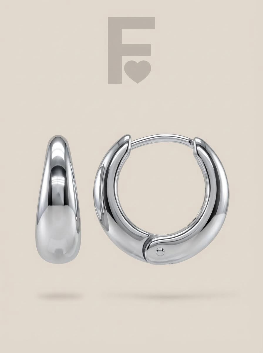 Detalle del aro pequeño, acero quirúrgico hipoalergénico, pendientes de moda.