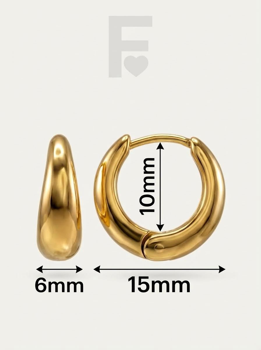 Pendientes de aro 10mm, acero quirúrgico, medidas exactas, joyería minimalista.