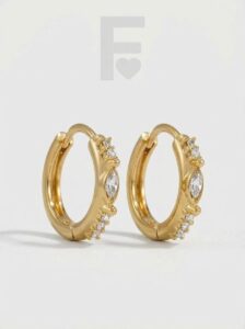 Pendientes de aro Boato, circonitas AAA, acero quirúrgico, lujo, elegancia.