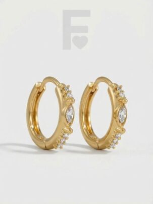 Pendientes de aro Boato, circonitas AAA, acero quirúrgico, lujo, elegancia.