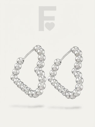 Pendiente aro Corazón embolao (plateado)