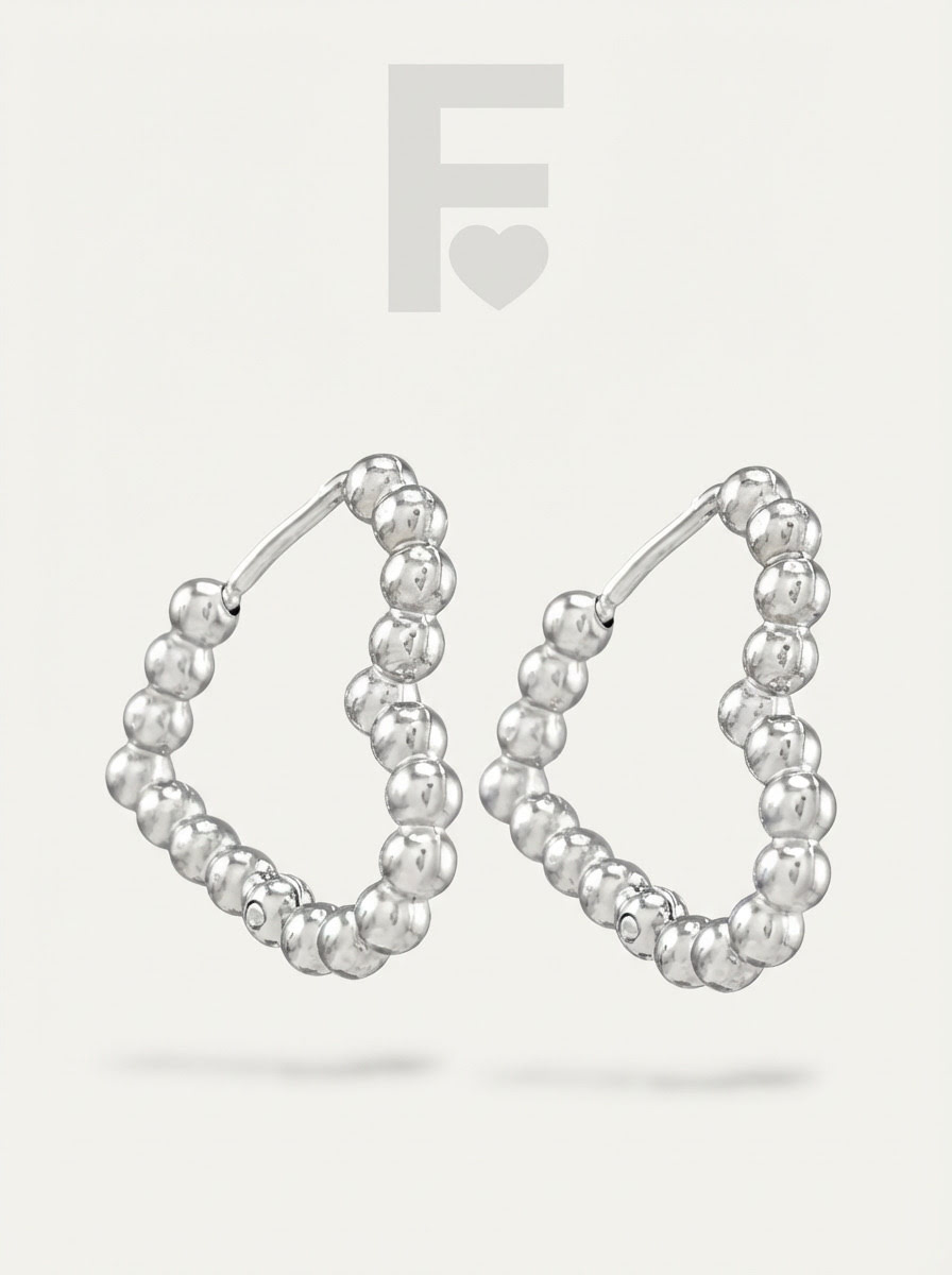 Pendiente aro Corazón embolao (plateado)