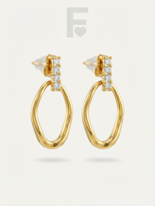 Pendientes "Grace" de FLORYNATA, diseño elegante con circonitas AAA y formas orgánicas, perfectos para eventos formales.