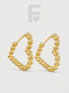 Pendientes de aro con forma de corazón y bolitas, acero quirúrgico, joyería romántica, diseño original