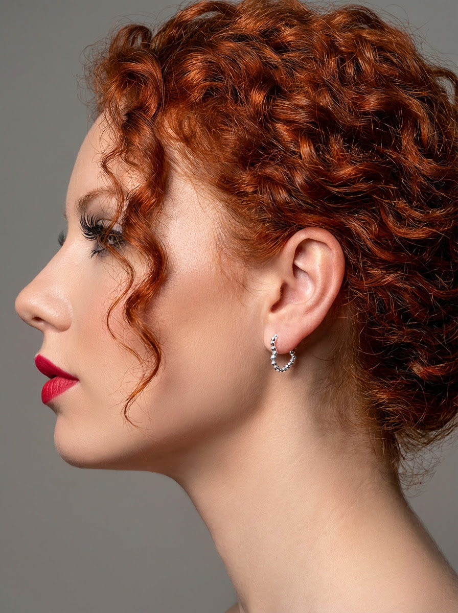 Pendiente aro Corazón embolao (plateado) - Imagen 3