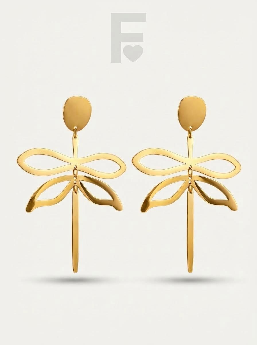 Pendiente Gran libélula (dorado)