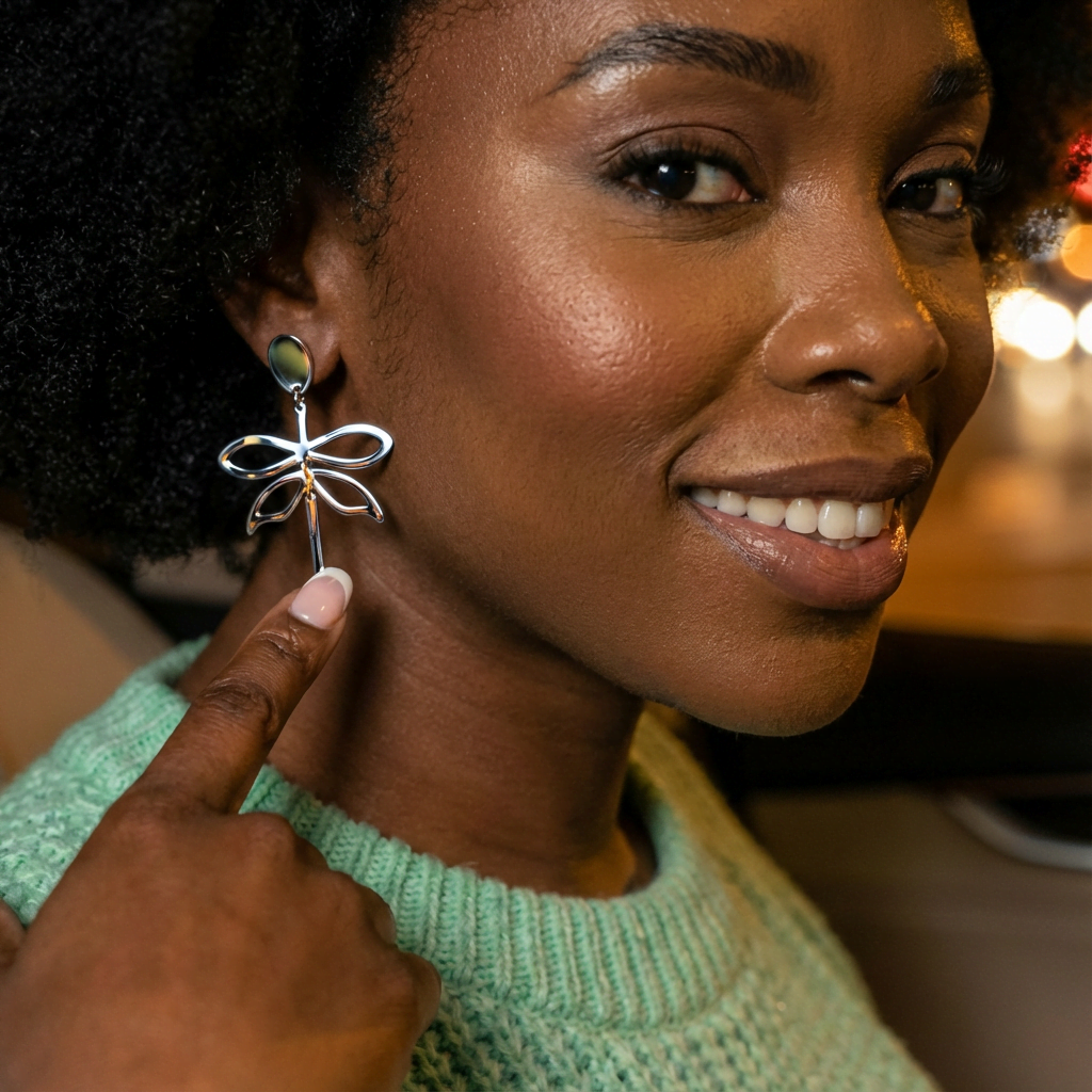 Pendiente Gran libélula (plateado)