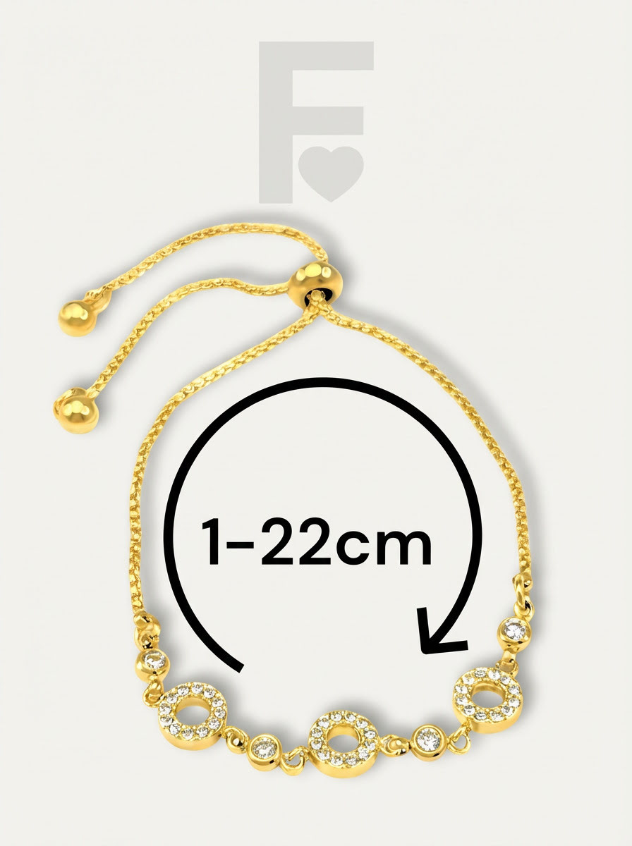 Medidas pulsera circonitas trinidad FLORYNATA, longitud ajustable, acero quirúrgico 316L, pulsera Trinidad, medidas joy