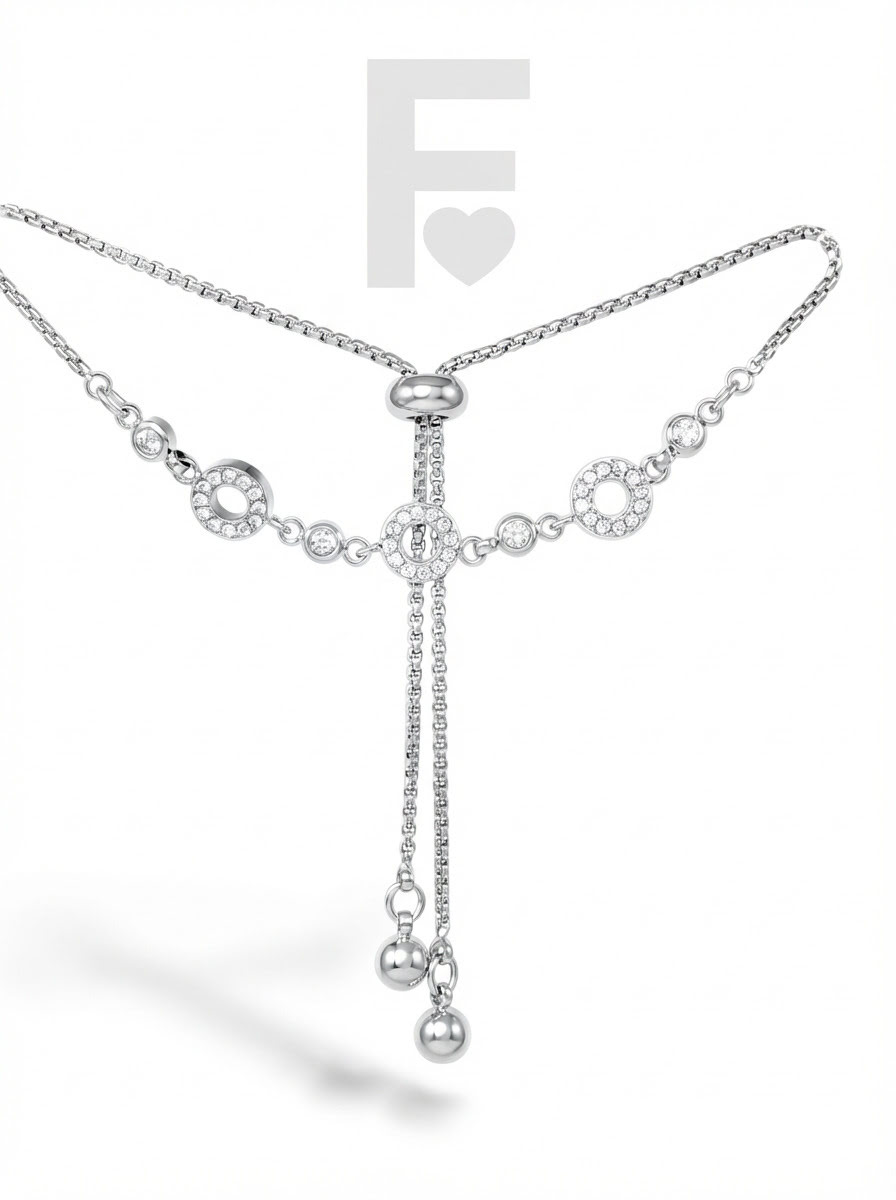 Pulsera circonitas FLORYNATA, diseño trinidad, pulsera en el aire, acero quirúrgico 316L