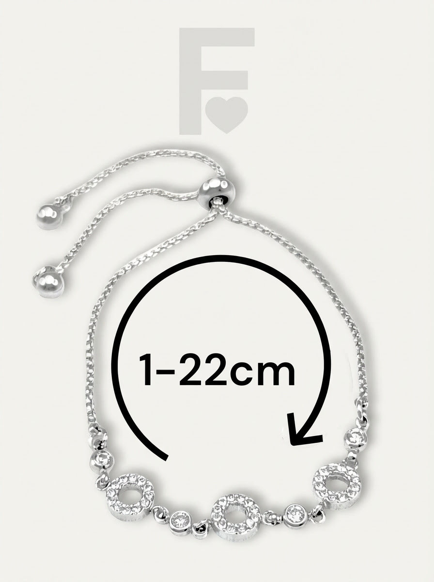 Medidas pulsera circonitas trinidad FLORYNATA, longitud ajustable, acero quirúrgico 316L, pulsera Trinidad, medidas joy