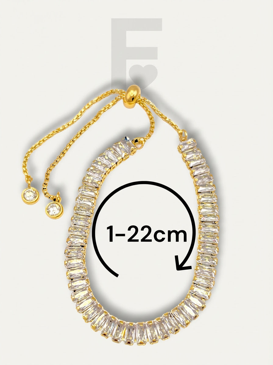 Medidas pulsera cristal rallado FLORYNATA, longitud ajustable, acero quirúrgico 316L, pulsera Piedra de Hielo, medidas joya