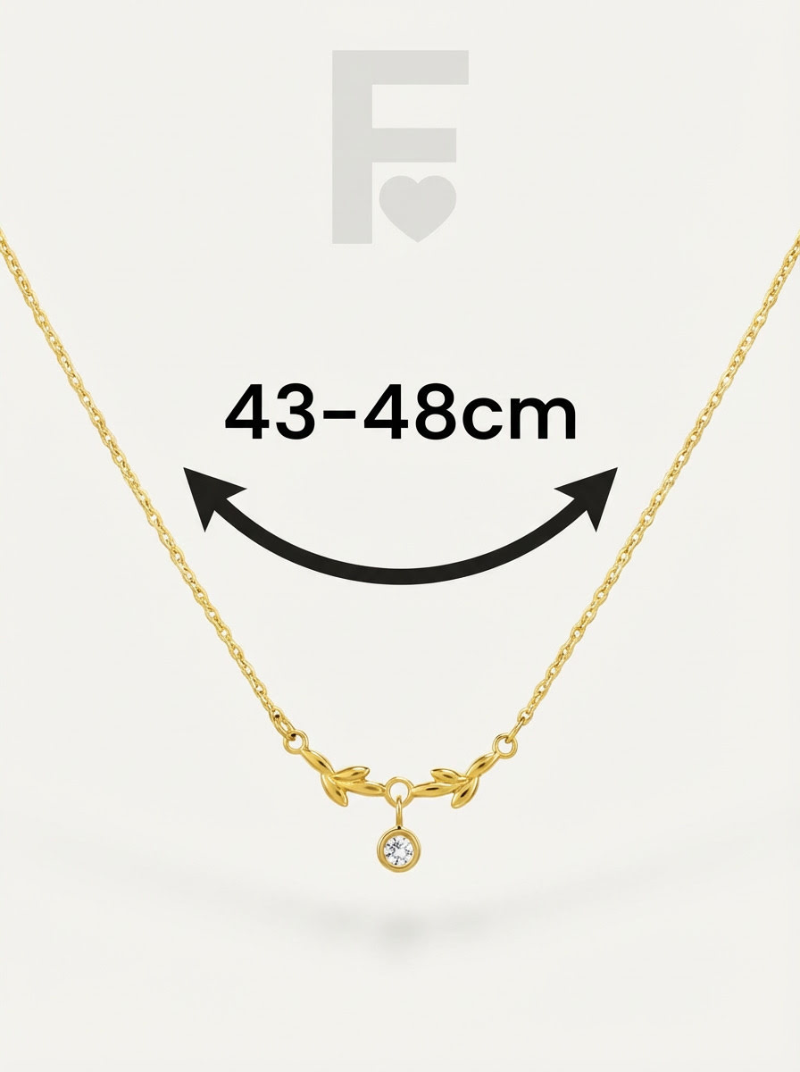 Medidas collar corona laurel romana FLORYNATA, longitud ajustable, acero quirúrgico 316L, colgante Triumphalis, medidas joya