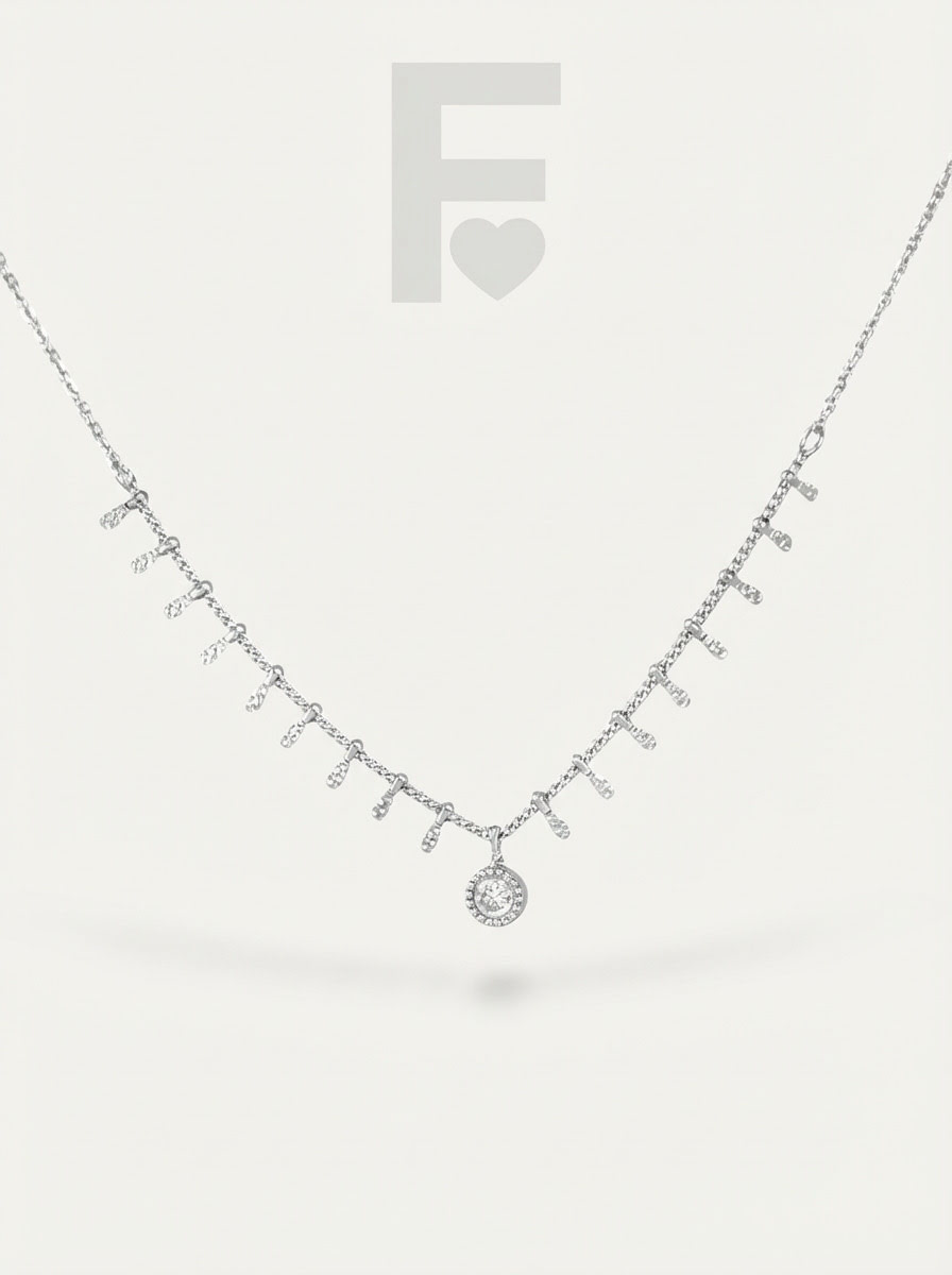 "Collar Picos de Glamour: diseño moderno-conservador con circonita AAA, elegancia audaz.