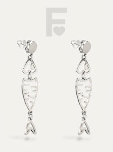 Pendientes pez movimiento FLORYNATA, vista frontal, diseño Sal, acero quirúrgico 316L