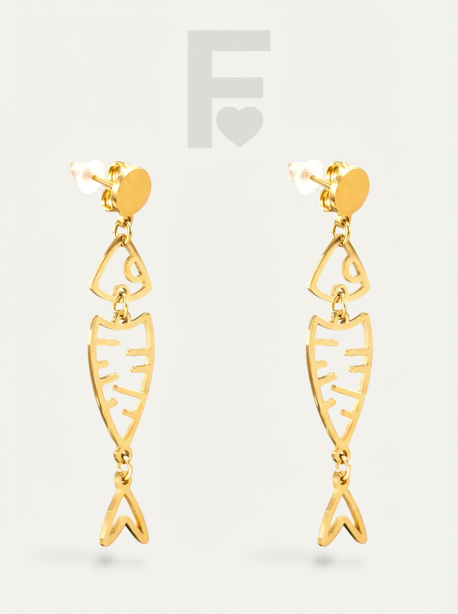 Pendientes Sal: diseño pez articulado con brillo efecto espejo